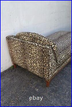 French Leopard Print Long Wide Fainting Couch Chaise Lounge 5538