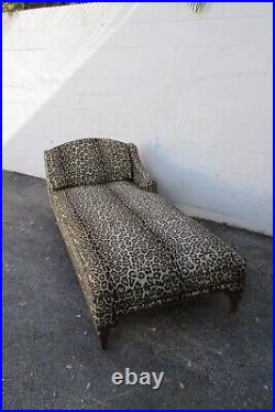 French Leopard Print Long Wide Fainting Couch Chaise Lounge 5538