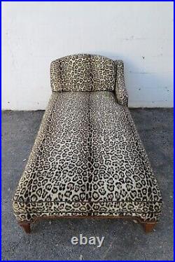 French Leopard Print Long Wide Fainting Couch Chaise Lounge 5538