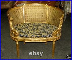 French Louis XVI Caned Cane Corbeille Settee Chair