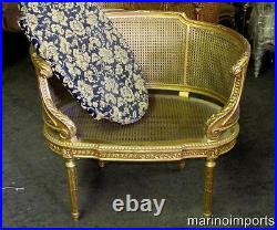 French Louis XVI Caned Cane Corbeille Settee Chair
