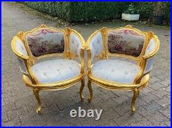 French Louis XVI Corbeille Sofa and Bergere Chairs Set 1950s
