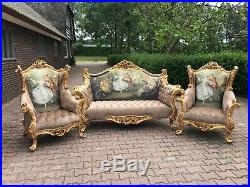 French Louis XVI Sofa/Settee/Couch Set with 2 Chairs WORLDWIDE SHIPPING