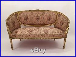 French Louis XVI Style Carved and Gilded Antique Settee