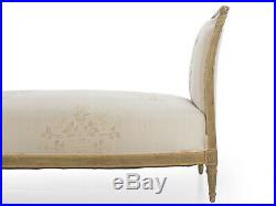 French Louis XVI Style Gray Painted Antique Daybed Sofa, 19th Century