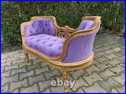 French Louis XVI Style Settee/loveseat in purple Velvet