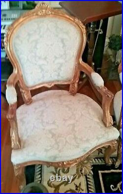 French Louis XV SETTEE Canape and 2 Arm Chairs, Giltwood-FADED GLORY