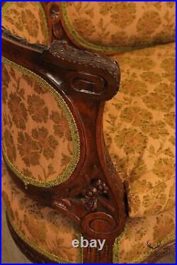 French Louis XV Style Antique Carved Walnut Loveseat Settee
