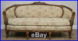 French Louis XV Style Antique Fine Swan Carved Walnut Frame Sofa
