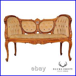 French Louis XV Style Carved Frame Settee Sofa