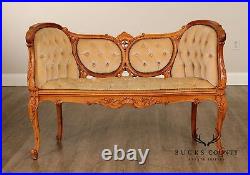 French Louis XV Style Carved Frame Settee Sofa