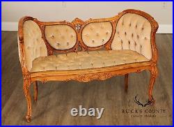 French Louis XV Style Carved Frame Settee Sofa