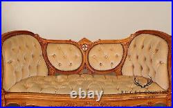 French Louis XV Style Carved Frame Settee Sofa