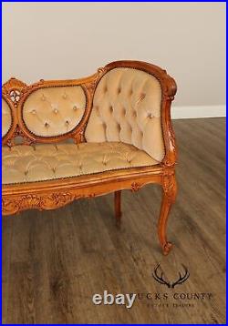 French Louis XV Style Carved Frame Settee Sofa