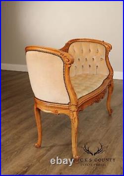 French Louis XV Style Carved Frame Settee Sofa