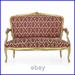 French Louis XV Style Carved Giltwood Settee Sofa, circa 1900