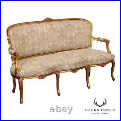 French Louis XV Style Carved Giltwood Sofa