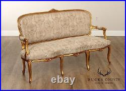 French Louis XV Style Carved Giltwood Sofa