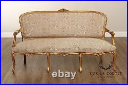 French Louis XV Style Carved Giltwood Sofa