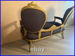 French Louis XV Style Giltwood & New Upholstery