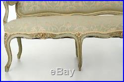 French Louis XV Style Green Painted Antique Settee Sofa Canape, 19th Century