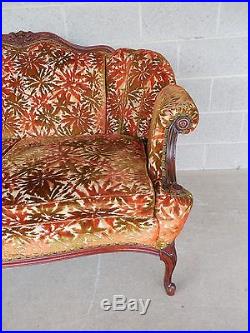 French Louis XV Style Settee Sofa Vintage Walnut Frame 60W
