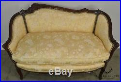 French Louis XV Style Vintage 1940's Carved Mahogany Loveseat
