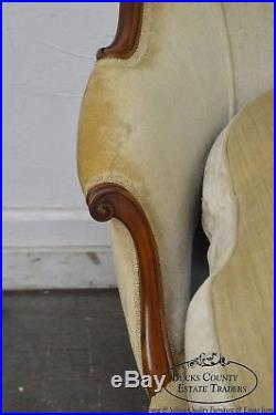 French Louis XV Style Vintage Fruitwood Recamier Chaise Lounge