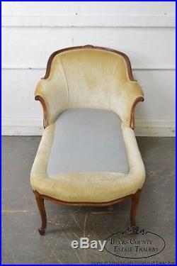 French Louis XV Style Vintage Fruitwood Recamier Chaise Lounge