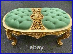 French Luxury stool/ vanity bench/ bed bench Apple Green Velvet Free Shipping