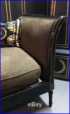 French Regency Neoclassical Sofa/ Daybed Black Lacquer