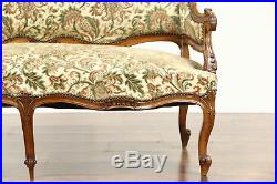 French Rococo 1920's Antique Carved Wingback Loveseat or Settee