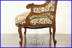French Rococo 1920's Antique Carved Wingback Loveseat or Settee