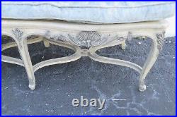 French Shabby Chic Carved Painted Caned Long Bench 5175