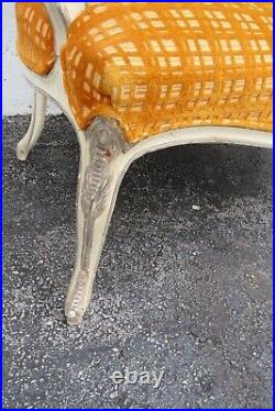 French Shabby Chic Carved Painted Caned Settee Loveseat 4973
