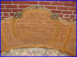 French Style Caned Cane Carved Wood Sofa Settee