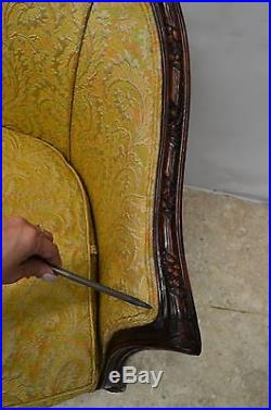 French Style Carved Walnut Settee Loveseat
