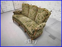French Vintage Louis XV Style Floral Velvet Upholstery Mid Century Settee sofa