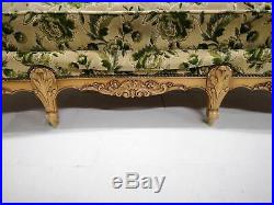 French Vintage Louis XV Style Floral Velvet Upholstery Mid Century Settee sofa