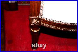 French Walnut Antique Louis XVI Settee Loveseat Bench w Baby Blue New Upholstery