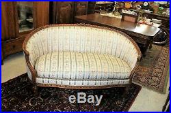 French Walnut Antique Louis XVI Sofa Love seat Bench Living Room Furniture