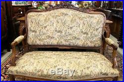 French Walnut Antique Louis XV Settee Loveseat Bench Living Room Furniture