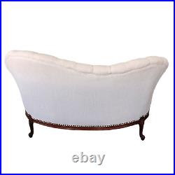 French White Linen Settee Wood Furniture Settee Late 19th Century