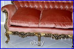 Gilt / Gold Wood French / Italian Provincial Large Sofa