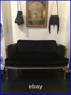 Gorgeous Antique Edwardian Gothic Black Tufted Velvet Loveseat or Couch