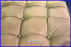 Gorgeous Barcelona Style Tan Leather Upholstered Chromed Settee