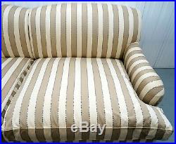 Gorgeous George Smith Striped Sofa With Feather Filled Cushions On Caster Legs