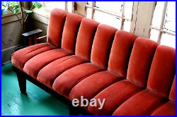 Gorgeous Red Velvet Velour Tufted Mid-Century Modern Chesterfield Style Sofa