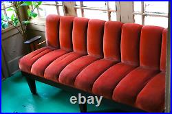 Gorgeous Red Velvet Velour Tufted Mid-Century Modern Chesterfield Style Sofa