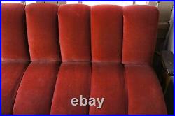 Gorgeous Red Velvet Velour Tufted Mid-Century Modern Chesterfield Style Sofa